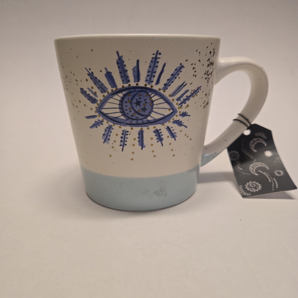 Evil Eye Hamsa 24oz Ceramic Mug | Blue Boho Coffee Cup